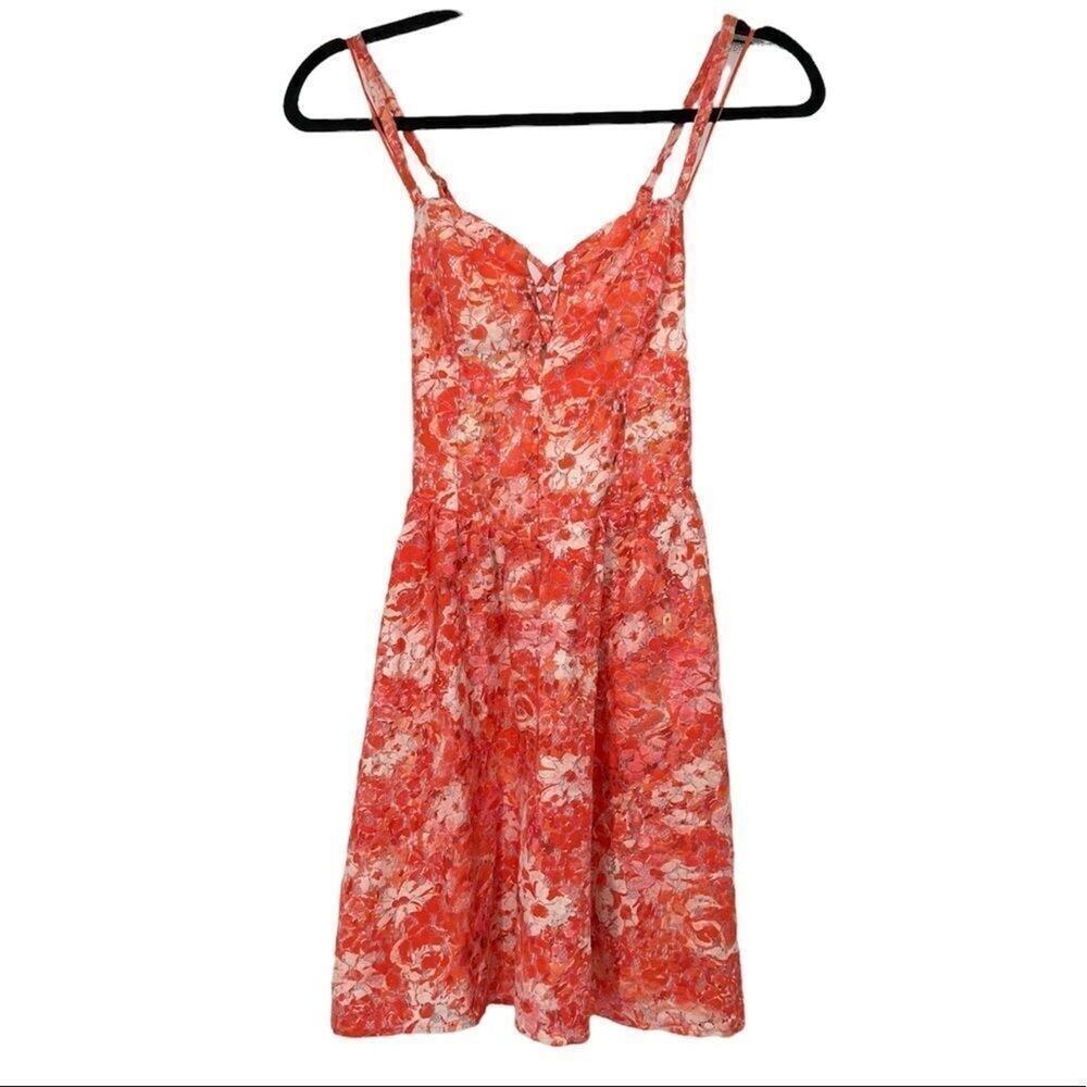 Guess Orange & White Floral Mini Dress